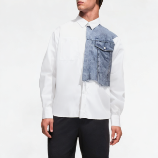 Spring Denim Splicing Shirt 
