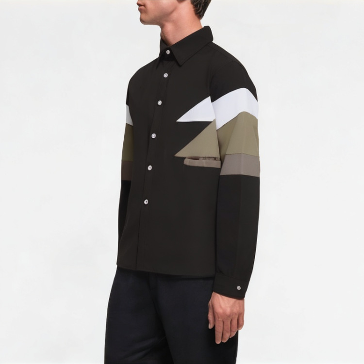 Retro Patchwork Contrast Color Long Sleeve Shirt 