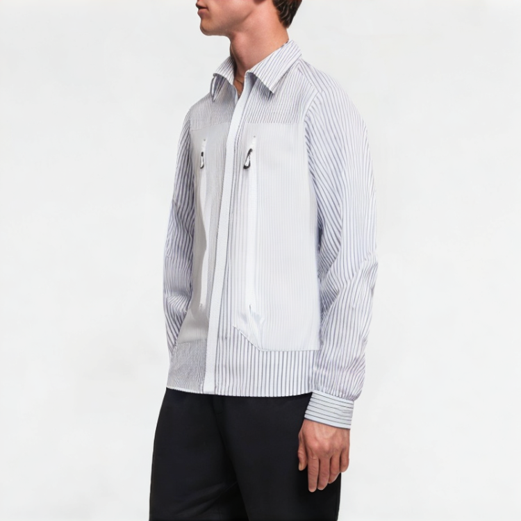 Retro Striped Zipper Shirt 