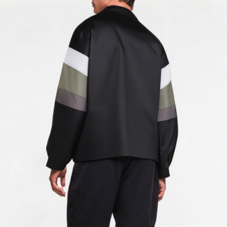 Retro Patchwork Contrast Color Long Sleeve Shirt 