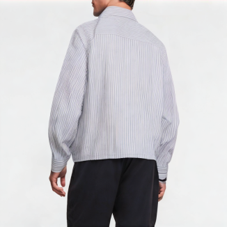 Retro Striped Zipper Shirt 