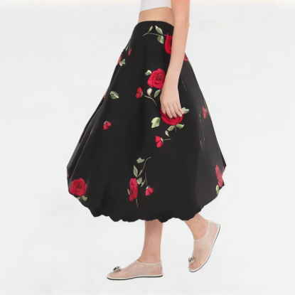 Women's High-waisted Floral A-line Skirt 