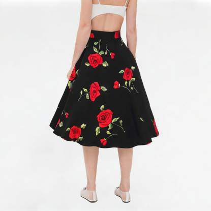 Women's High-waisted Floral A-line Skirt 