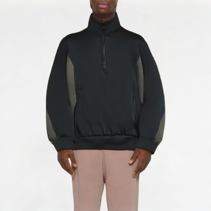 Casual Half-Zip Contrast Collar Sweatshirt