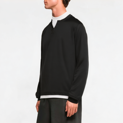 Fake Two-Piece V-Neck Drop Shoulder Men's Sweatshirt 
